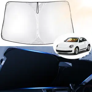 Canvcle Custom Fit Windshield Sun Shade for Volkswagen VW Beetle 2012-2019 240T Reflective Fabric Foldable Sun Visor Protector Blocks 99% UV Rays Keeps Car Cooler