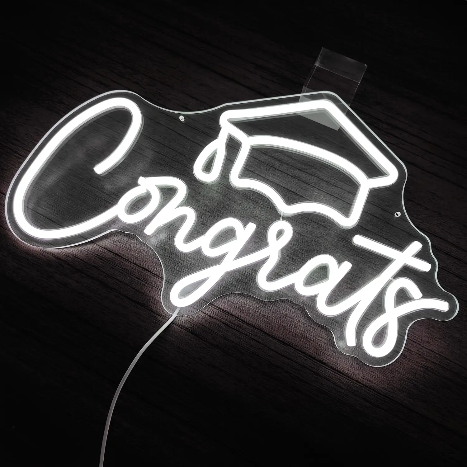 "Congratulations" Graduation LED Neon Sign - USB Powered Graduate Party, Graduation Party, Bedroom and School Celebrations Dorm and Home Decor | Perfect Graduation Gift for Easy Setup