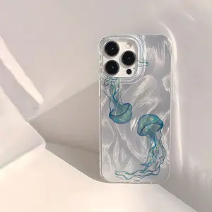 A Blue Jellyfish Pattern Anti-drop Phone Case, Suitable for iPhone 17 Air/16 Plus/15 Pro Max/14 Pro/13/12/11/XS Max/X Phone Case, Ideal Gift for Family, Friends, Lovers, Girlfriends DKYS11
