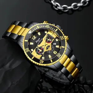 HIKUN Men's 5-Piece Gift Box Set - Stylish Mechanical Quartz Watch Brown Wallet Sunglasses Belt Keychain Perfect for Birthdays Anniversaries MensGiftSet WatchGiftBox MensAccessories