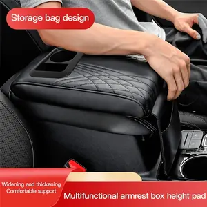 Luxury PU Leather Car Center Console Armrest Pad, Streamlined Embroidered Armrest, Multi-Functional Interior Accessory, Enhanced Comfort