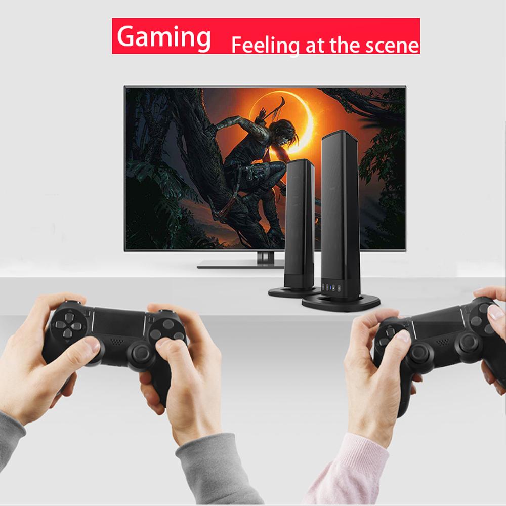 Stereo Bar Speaker for Smart TVs, 2-in-1 Wireless Subwoofer Speakers, Home Theater Systems, Bass Enhancement, Wireless Connectivity, TF, AUX, FM, RCA, TWS, Built In 2000mAh Rechargeable Battery