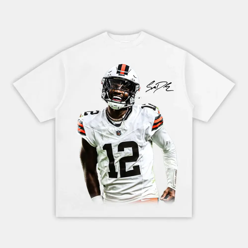 🏈 🔥 SHEDEUR "THE DEBUT" Graphic T-Shirt – Unisex Adult Short Sleeve Cotton Tee, Shedeur Sanders Cleveland Football Fan Shirt, Game Day & Streetwear Top for Men & Women, All Season Casual Wear