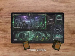 Dark Themed Playmat Necromancer Warlock With MTG Zones Magic the Gathering Mouse Pad