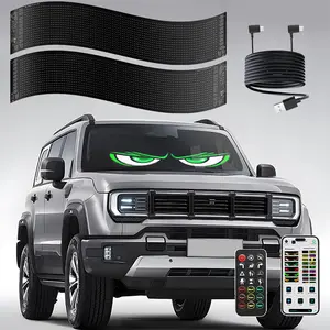Multi-Panel Sync led Eyes Display 96x16 LED Sign (23.4"x4.73") | USB 5V Programmable Scrolling Text/Animation | APP + Remote | Led Car Ambient Light