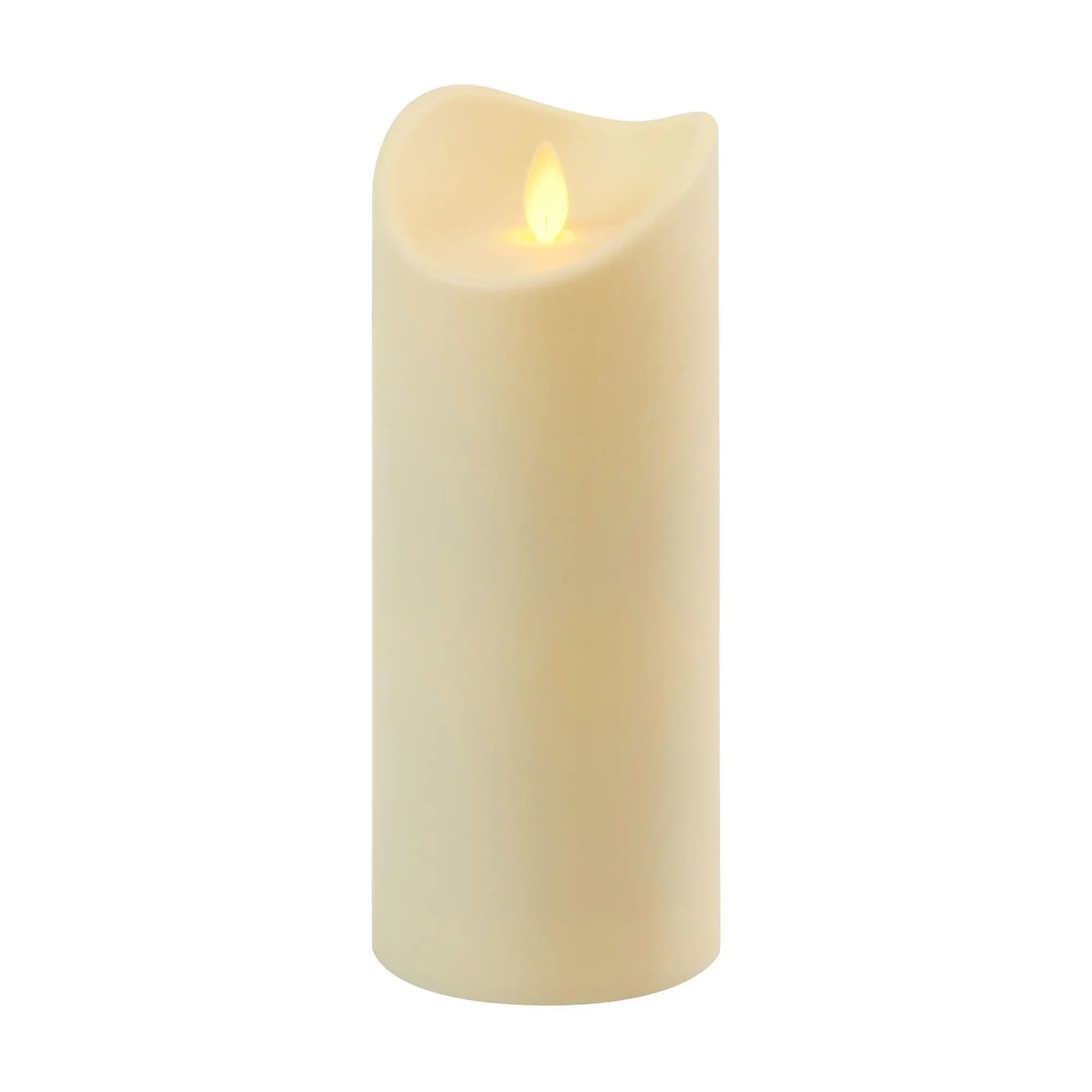 LumaBase B/O 12 " Cream Pillar Candle with Mov ing Flame