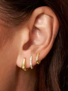 Valentine's Earrings 3 Pcs Gold Hoop Earrings For Women Chunky Hoop Earrings Set For Women Hypoallergenic Thick Lightweight Hoop Earrings For Women Huggie Hoops Earring Set Jewelry For Gifts Valentine's Jewelry Valentine's Gift 2026 Statement Earrings