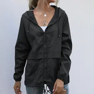 Women's Waterproof Raincoat Lightweight Rain Jacket Hooded Windbreaker with Pockets for Outdoor Womenswear Tops