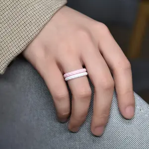 Silicone Wedding Ring for Women, 10 Pack Thin and Braided Rubber Band, Fashion, Colorful, Comfortable fit, Skin Safe