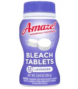 Ultra Concentrated Bleach Tablets [32 tablets] - Lavender Scent - for Laundry, Toilet, and Multipurpose Home Cleaning. No Splash Liquid Bleach Alternative