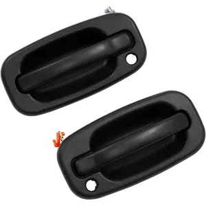 Exterior Door Handle Front Left & Right Pair with Key Hole |   for 1999-2007 Chevy Silverado Suburban Tahoe Avalanche GMC Sierra Yukon Cadillac Escalade |   Replaces # 15034985 , 15034986