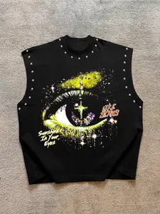 Men Women Summer Vest Tank Top Sleeveless Wide Shoulder Graphic Print Round Neck Casual Streetwear Fitness Daily Wear