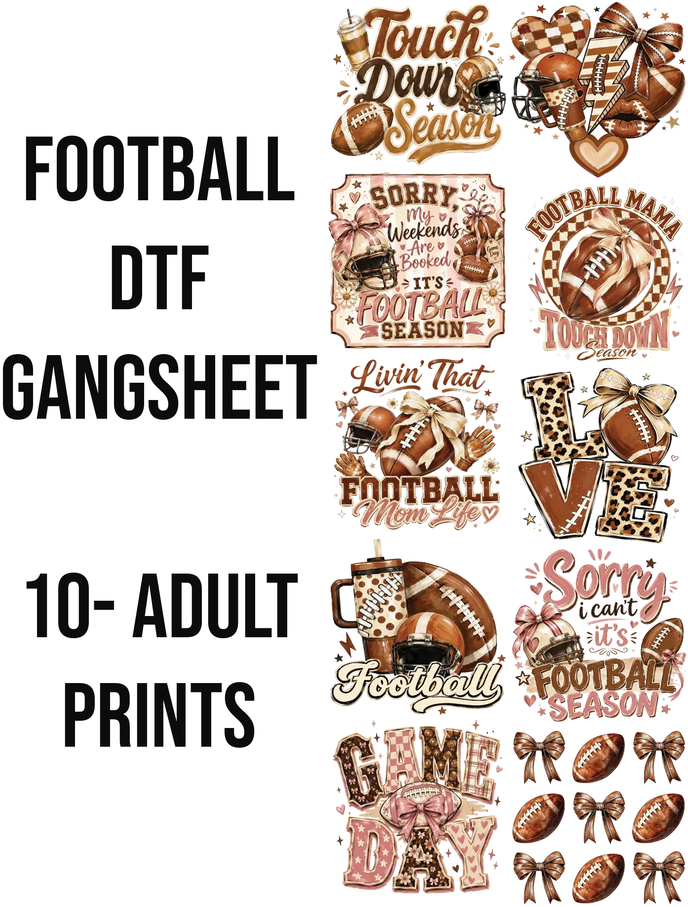 Football DTF Gangsheet, Printmaking Accessory for DIY Shirtmaking Projects