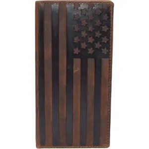 Checkbook Cover For Men & Women Checkbook Holder Wallet RFID Blocking  Series ( Flag Brown)