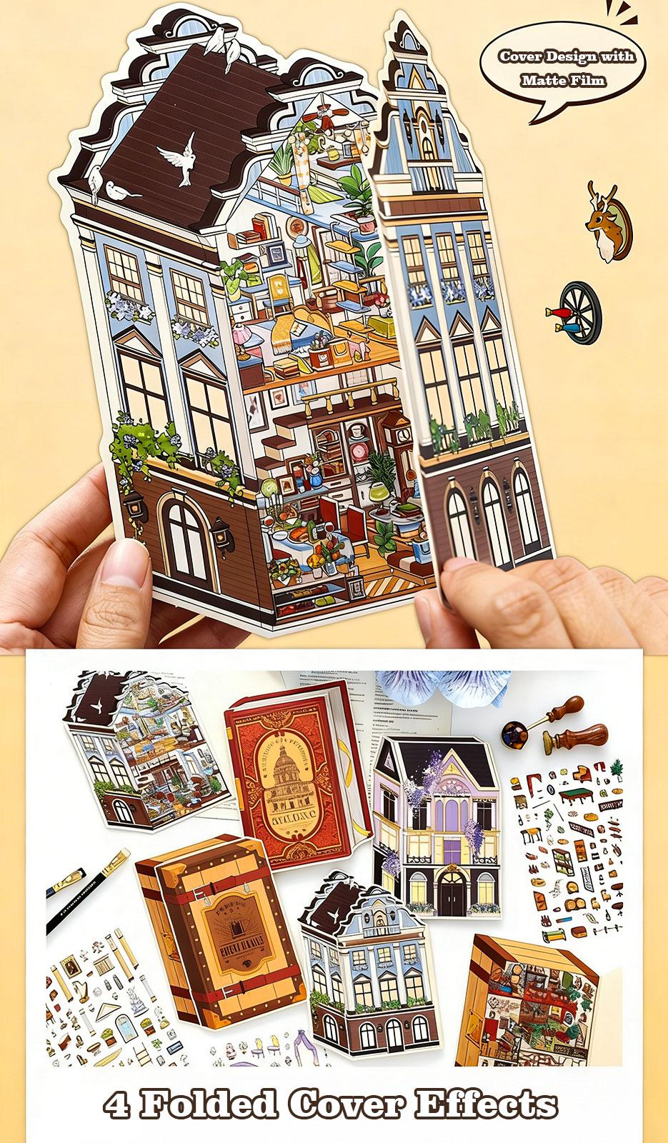 Old Money Series – 3D Foldable Scene Sticker Kit,DIY Buildable Miniature Diorama for Room Decor & Display,Vintage European Gift for Collectors & Craft Lovers, PET Sticker Set