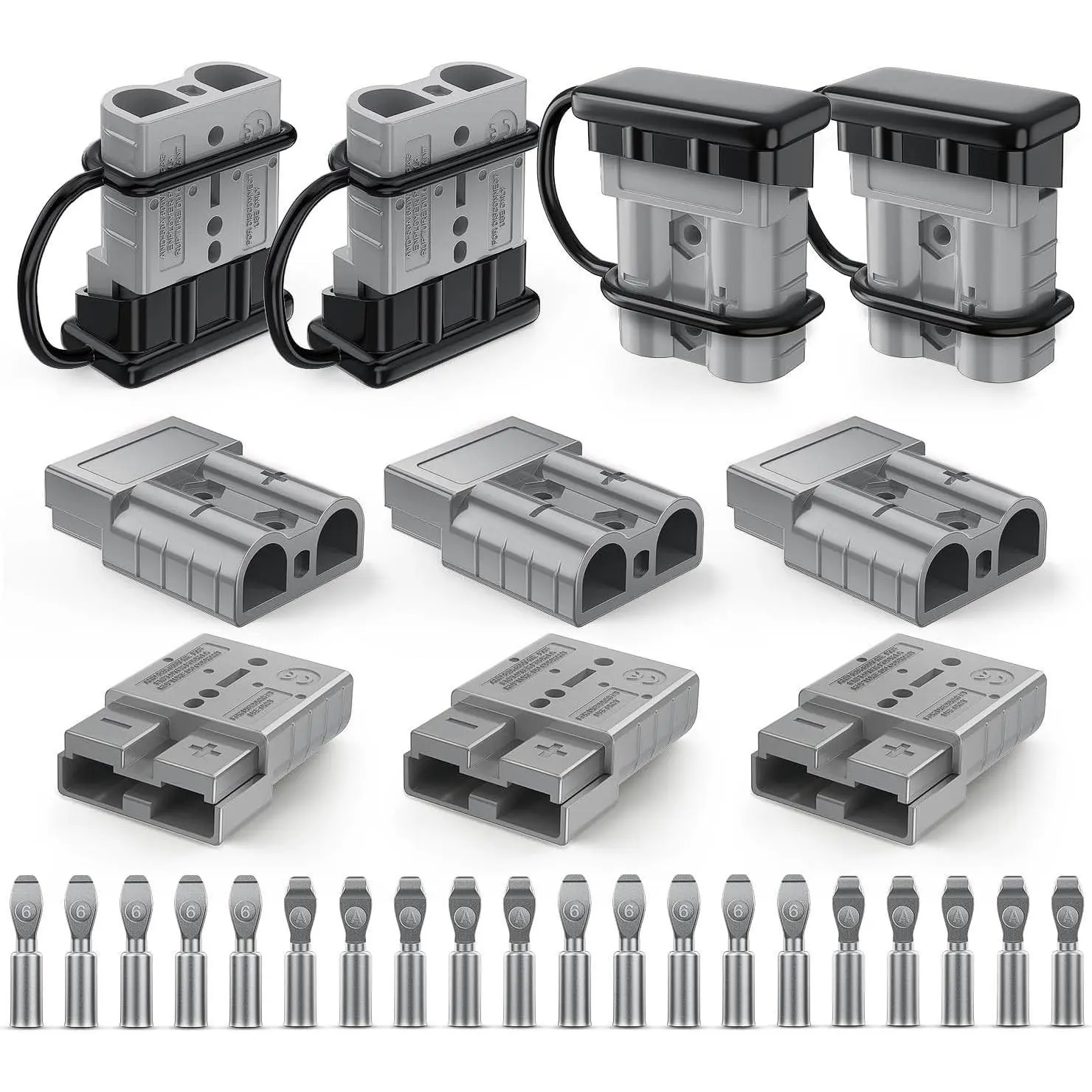 Nilight 50AMP 6AWG Anderson Connector Kit, 12V-36V Battery Quick Connect/Disconnect Wire Harness Terminal Connectors, Durable Reliable Plugs for Car Marine Use, 10-Pack Grey, Durable Reliable Connectors