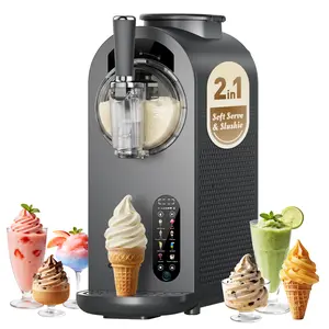 2-in-1 Soft Serve Ice Cream & Slushie Machine, No Ice Needed 35mins Flash Chilling Ice Cream Maker with 8 Presets, Stay Frozen for up to 12 Hours, LED Display & Auto Clean for Home & Party giftideas