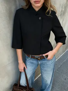 Indefeir Spring Summer New Women's Fashionable Simple Versatile Short Sleeve Short Jacket, European and American Style, Trendy Outerwear