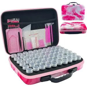 Painting Storage Containers, 60 Slots  Painting Accessories and Tools for  Art Organizer Case(Pink)