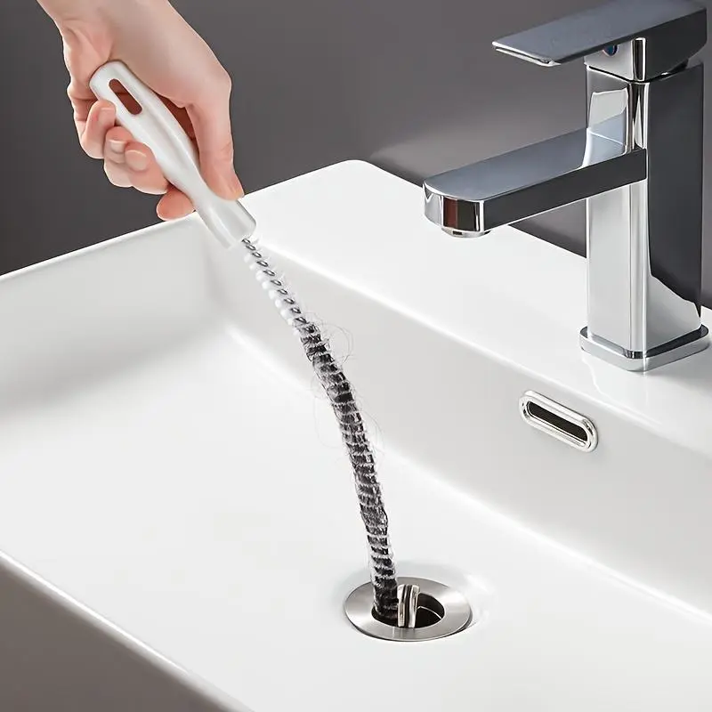 Flexible Drain Cleaner Tool - Manual Non-Electric Waste Pipe Debris Remover with Toilet Plunger, Plunger Holder, Plastic Hair Catcher Drain Strainer, Toilet Accessories for Bathroom, Kitchen
