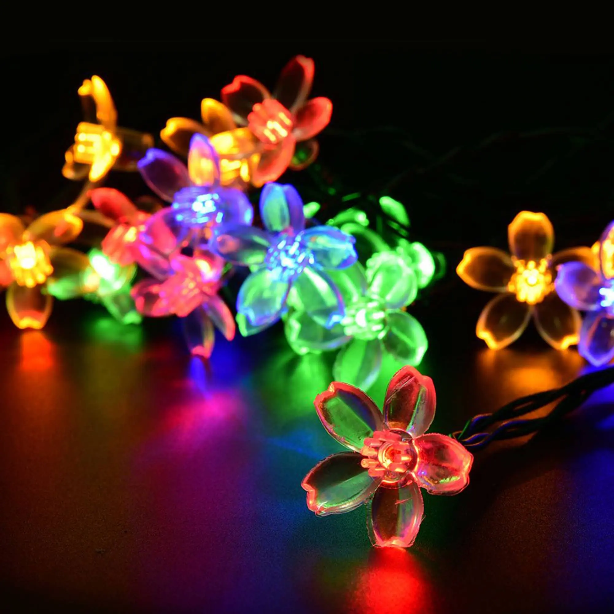 Perfect Holiday 20 LED Cherry Blossom Flower String Lights Battery Operated Multicolor Decorative Lighting