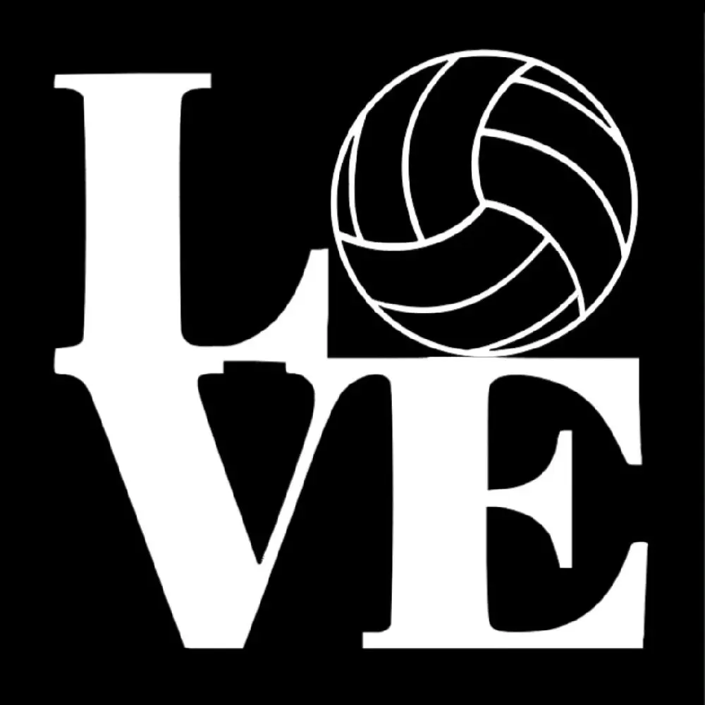 Love Volleyball Decal Vinyl Window Decal for Vehicle Windows Boats RVs Office Desks Laptops Easy to Install, self adhesive, several colors and sizes.