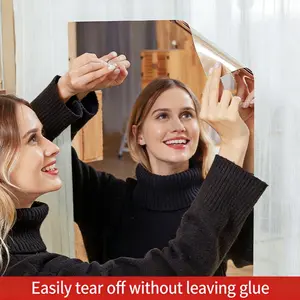 Self-Adhesive Mirror Sticker with Backing Tape, Decorative Decal, 20x40 Inch Soft Glass Mirror, Home Use Full-Length Mirror, Instagram Style Bedroom Reflective Film, Bedroom Decor