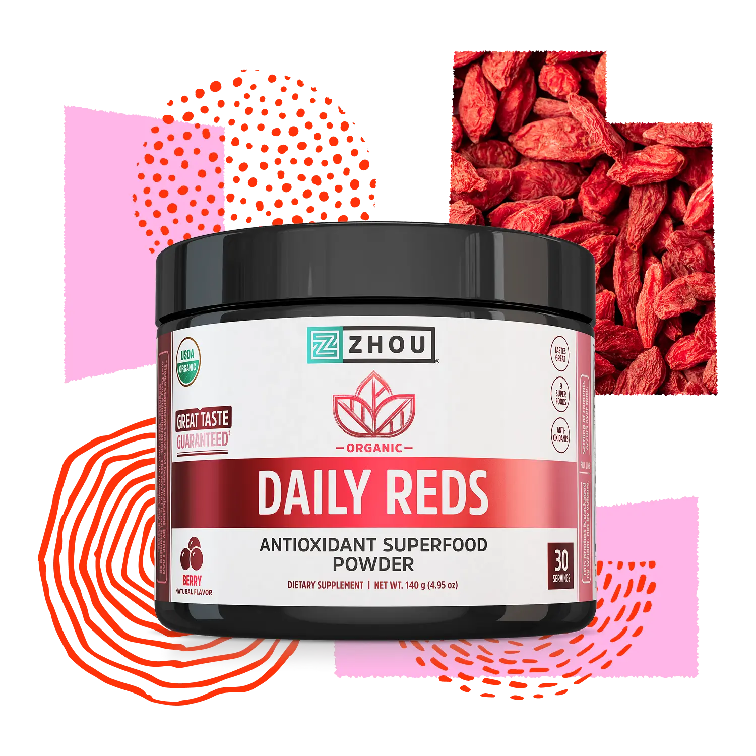Zhou Organic Daily Reds Antioxidant Superfood Powder