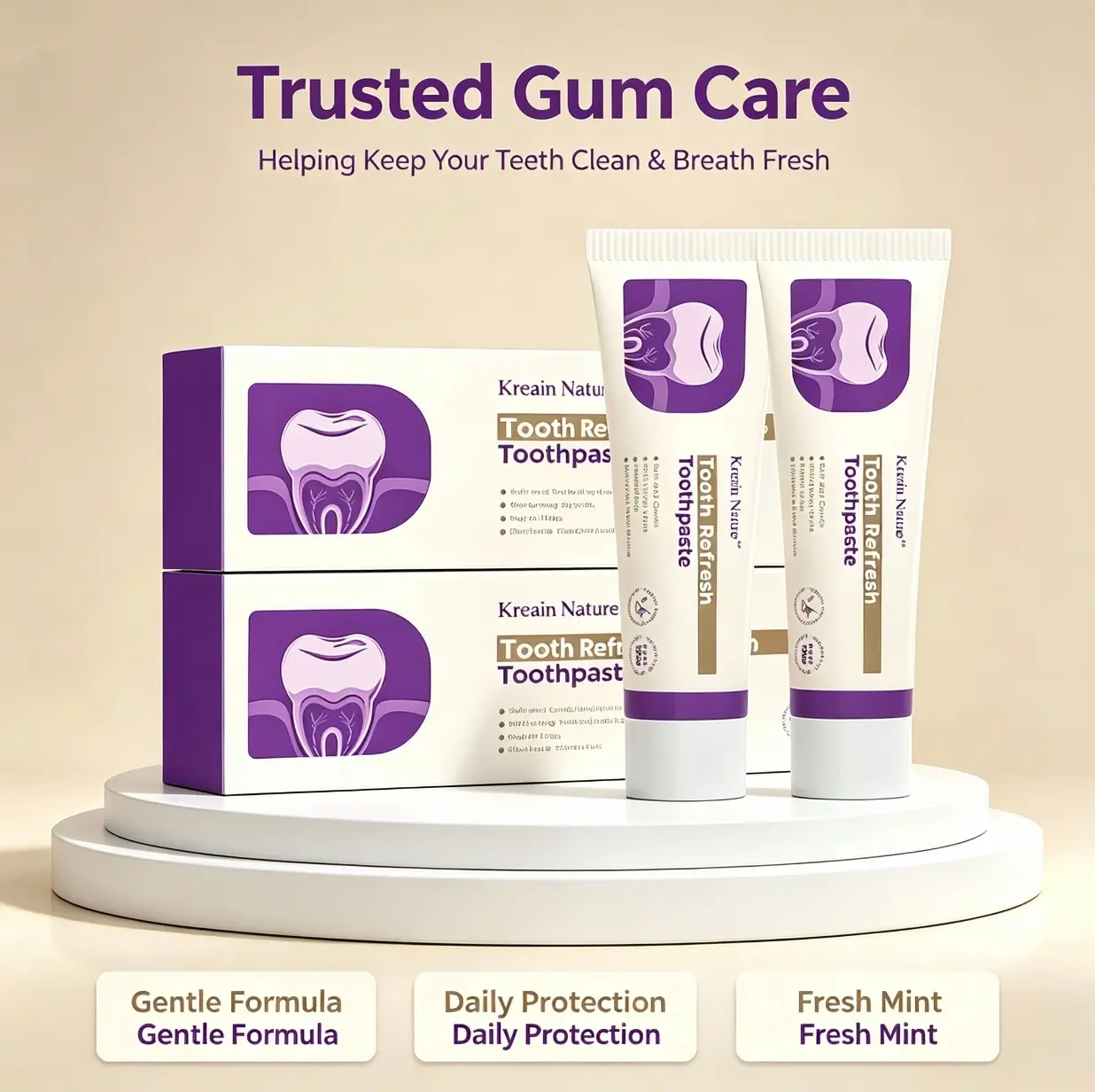 Kreain Nature Oral Care Toothpaste: All-day fresh breath, prevents tooth loss, natural ingredients, gentle care, cavity-fighting toothpaste Oral Care Product