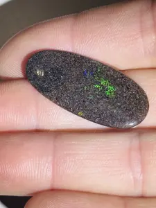 6.4ct Australian Andamooka Black Matrix Rainbow Opal Gemstone Cabochon Flash