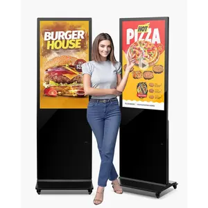 VEVOR 43 Inch Indoor Digital Signage Display, Touchscreen Digital Kiosk, Floor Standing Kiosk Display, 2K UHD LCD Screen, 2GB RAM & 32GB ROM, with WiFi/USB Input, Commercial Advertising Display