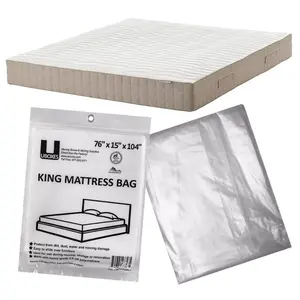 UBMOVE King Mattress Cover Bag 76"x15"x104" Clear Plastic Reusable Moving Supplies with Ventilation Holes for Protection