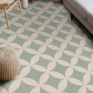 Self-Adhesive Vinyl Thick Hard Floor Sticker, Retro Simple Pattern High Adhesive for Kitchen Bathroom Living Room, 9pcs Decorative Floor and Wall Stickers