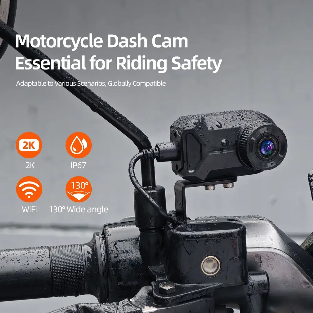 Motorcycle Safety Essential Recorder, 2k HD, Ip67 Dustproof, Mobile Viewing, Smartphone Compatibility, SD Card Memory Expansion, USB Powered