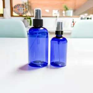 Cobalt Blue Plastic Bottles, 8oz, with spray top