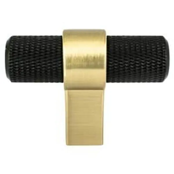 2 in. Radial Reign T-Shape Cabinet Knob, Matte Black & Modern Brushed Gold