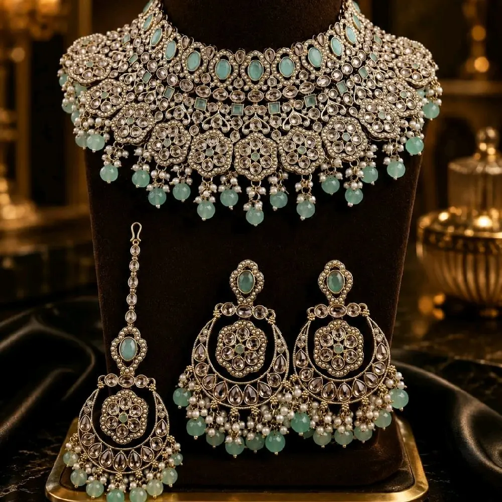 Semi-Bridal/Bridal Full Polki Elegant Jewelry Set