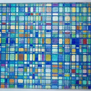 Pointillism Azul Grasscloth Printed Wallpaper