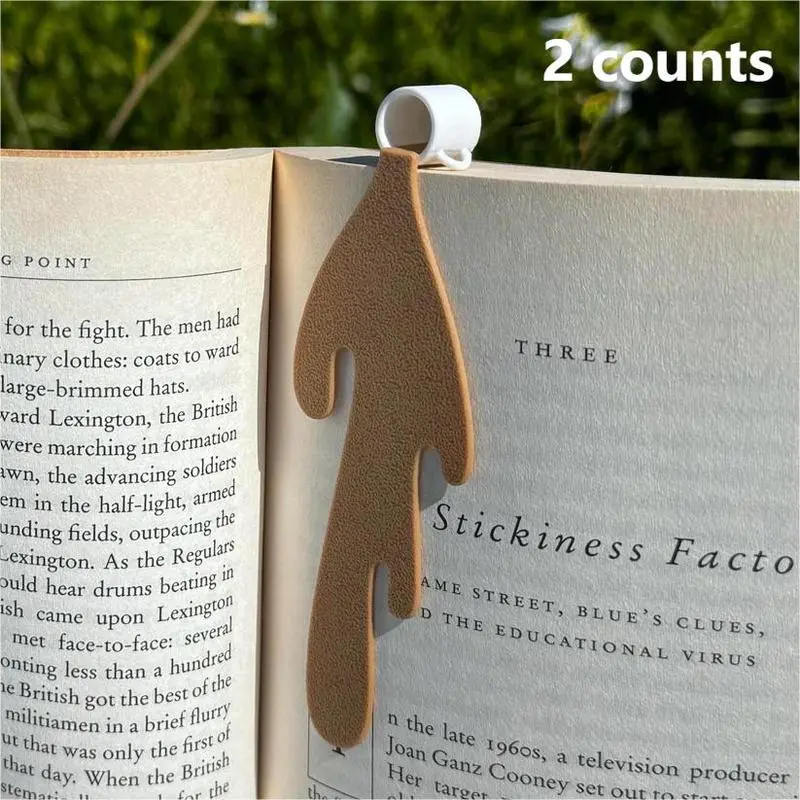 Spilled Coffee Shaped Book Mark, 2 Counts Creative Reading Book Mark, Book Page Labels, Stationery Supplies for Home School Office Students, Boyfriend Gifts, School Supplies, Bookmark, Book Accessories