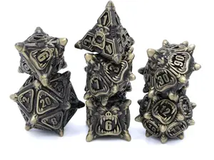 Orc Metal DnD Dice Set: 7 Piece Monster RPG Dice with Unique Orc Face for Dungeons & Dragons Pathfinder High-Quality Metal Durable 9oz Total Weight