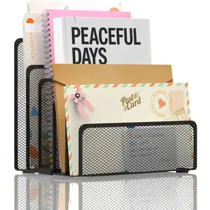 Mail Organizer Countertop with 5 Slot, Metal Mail Holder for Desk, File Storage Letter Sorter for Office Envelope Organizer and Bill Storage