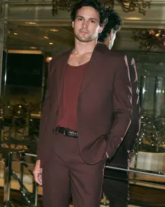 Express Slim Burgundy Stretch Suit Jacket
