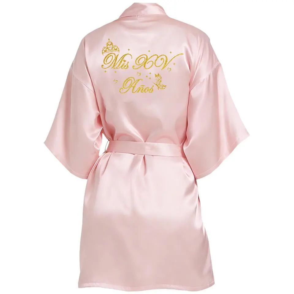 Mis Quince Años Quinceañera Robe Birthday Party Bathrobe Elegant Girls Celebration Gown for 15th Anniversary Ceremony