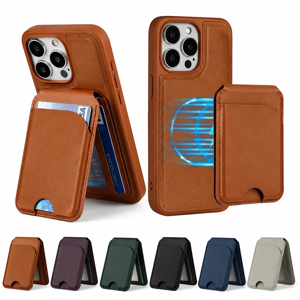 Quriov MagSafe Wallet with Adjustable Stand Compatible with Magnetic Wallet for Phone Leather Magsafe Card Holder for iPhone 16/15/14/13/12 series Only supports products with MagSafe. Cellphone Smartphone