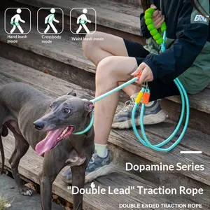 Dopamine Series Double Lead Traction Rope Professional Competition Grade P Rope Dog Leash No Pull Collar Pet Supplies for Large Medium Dogs