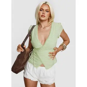 Understand Me Wrap Top Sage Stripe