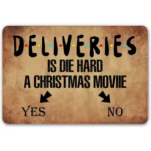 Funny Welcome Doormat Home Decor Rugs Welcome Mat with Rubber Back Deliveries Is Die Hard A Christmas Moviie Doormat for Entrance Way Indoor Front Porch Mats Front Door Xmas Decor