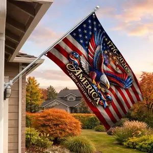 America 250th Anniversary Patriotic Eagle Wings House Flag