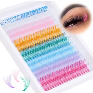 Colored Lash Extension Individuals 280 Pcs Colored Eyelashes Clusters 7 Colors Wispy 16MM 18MM Colorful Eyelash Extensions DIY at Home by Mavphnee