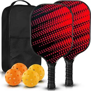 Pickleball Paddle Set-2 Lightweight Fiberglass Rackets with 4 Pickleballs & Carry Bag, Durable Paddle Set for Beginners & Pros, Unisex Pickleball Gift